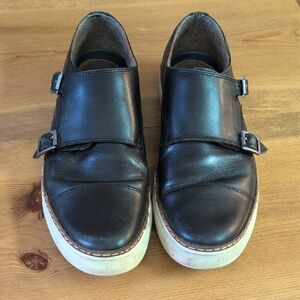 Florsheim Black Leather Double Buckle Monk Strap Shoes Mens Size 10